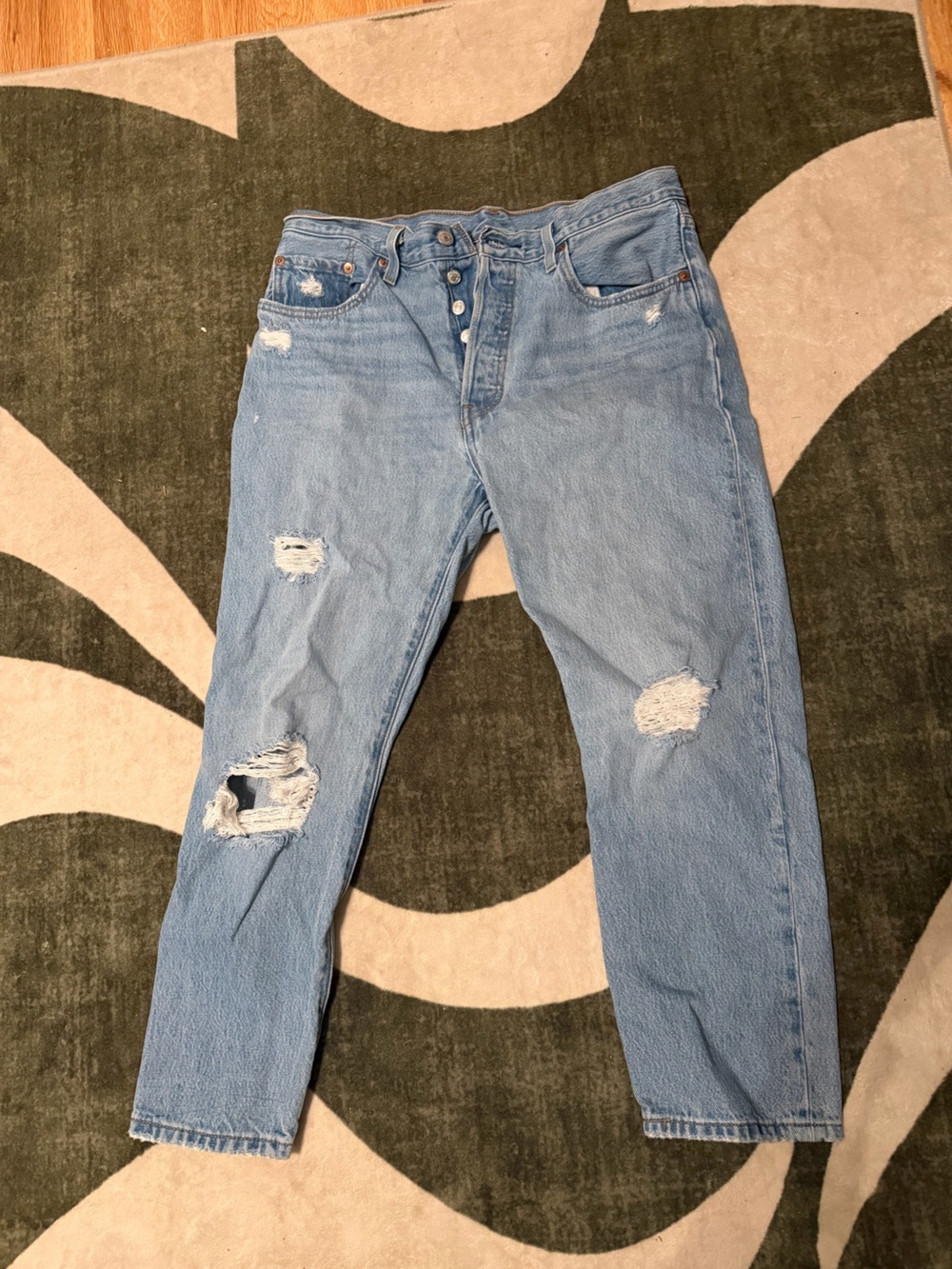 Levi's Light Blue Distressed Ankle Jeans